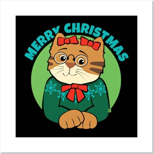 Merry Christmas Sweater Cat Posters and Art